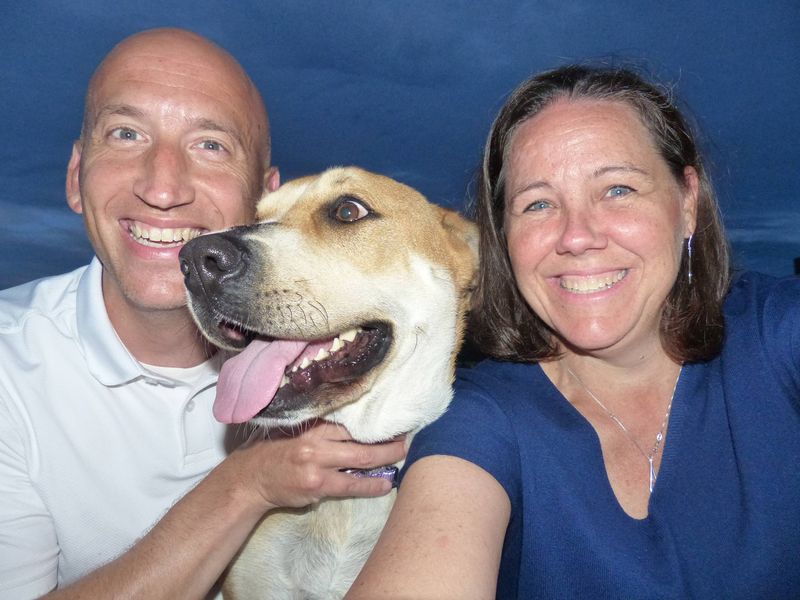 About Recap Books Founders with their dog.